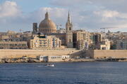 Silhouette von Valletta am Marsamxett Harbour, Malta
