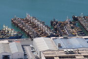 Blick von der Zitadelle auf den Hafen von Agadir, Marokko
