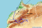 Landkarte von Marokko mit der Reiseroute
